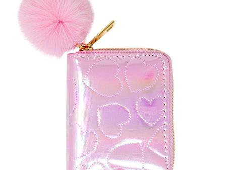 Shiny Dotted Heart Wallet- Pink For Sale