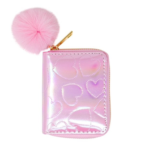 Shiny Dotted Heart Wallet- Pink For Sale