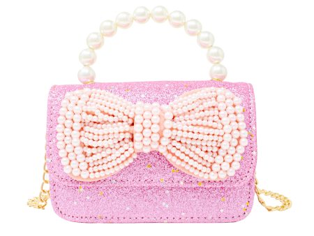 Glitter Pearl Handle Bow Handbag Online Hot Sale