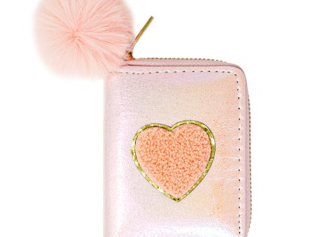 Shiny Heart Patch Wallet- Pink For Discount