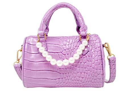 Crocodile Pearl Duffle Handbag- Lavender Online