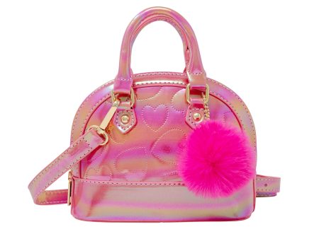 Shiny Dotted Heart Moon Handbag: Hot Pink Sale